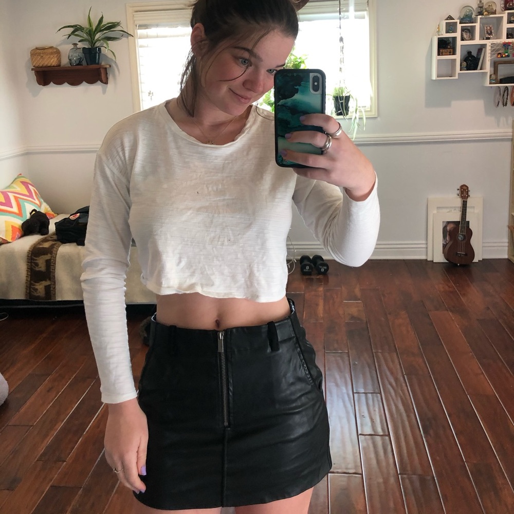 Black leather skirt